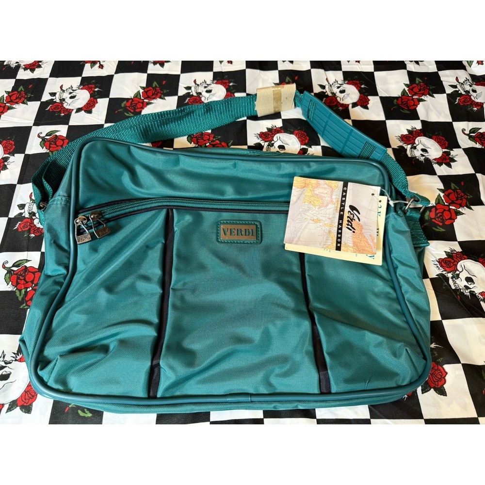 Vintage Verdi Luggage Carry On‎ Travel Bag Green NWT Shoulder Strap